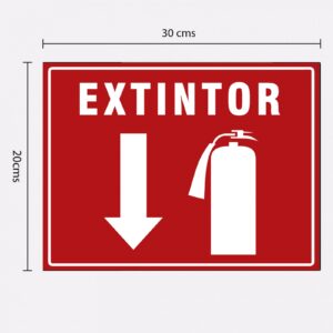 Letrero en Estireno calibre 40 de 20 x 30 cms "EXTINTOR"