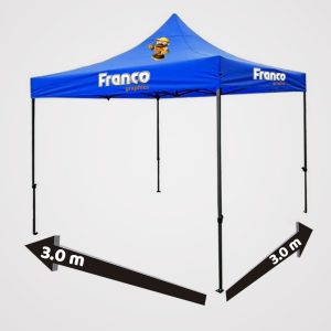 Carpa plegable de 3.00 x 3.00 mts con impresión personalizada
