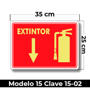 Señal de "EXTINTOR " eleborada en estireno calibre 40 con fotoluminicente medida de 25 x 30 cm.