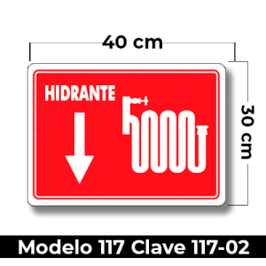Señal de "HIDRANTE" eleborada en estireno calibre 40 con fotoluminicente medida de 30 x 40 cm.