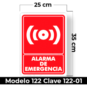 Señal de "ALARMA" eleborada en estireno calibre 40  medida de 25 x 35 cm.