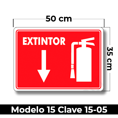 Señal de "EXTINTOR " eleborada en estireno calibre 40 medida de 35 x 50 cm.