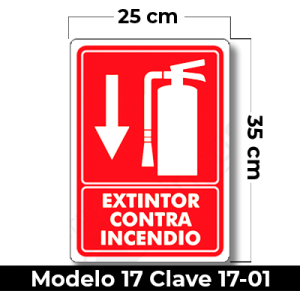 Señal de "EXTINTOR CONTRA INCENDIO" eleborada en estireno calibre 40  medida de 25 x 35 cm.