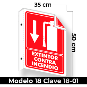Señal de "EXTINTOR CONTRA INCENDIO" eleborada en estireno calibre 40  medida de 25 x 35 cm.