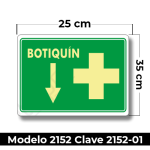 Señal de "BOTIQUIN" eleborada en estireno calibre 40  medida de 30 x 45 cm.