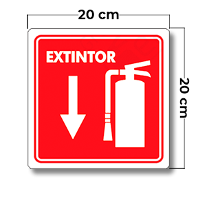 Señal de "EXTINTOR" elaborada en estireno calibre 40 medida de 20 x 20 cm.