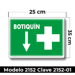 Señal de "BOTIQUIN" eleborada en estireno calibre 40  medida de 30 x 45 cm.