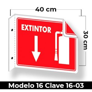 Señal de "EXTINTOR BANDERA" elaborada en estireno calibre 40 medida de 30 x 40 cm.