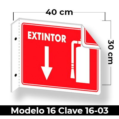 Señal de "EXTINTOR BANDERA" elaborada en estireno calibre 40 medida de 30 x 40 cm.