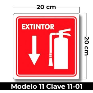 Señal de "EXTINTOR" elaborada en estireno calibre 40  medida de 20 x 20 cm.