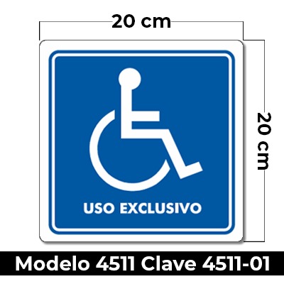 Señal de "USO EXCLUSIVO" elaborada en estireno calibre 40 medida de 20 x 20 cm.