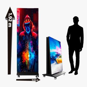 Pantalla LED de 0.64 × 1.92 m, plegable y portátil.